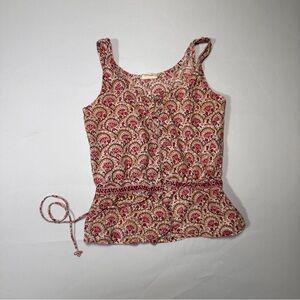 Elegant Patterned Camisole in Red and Cream